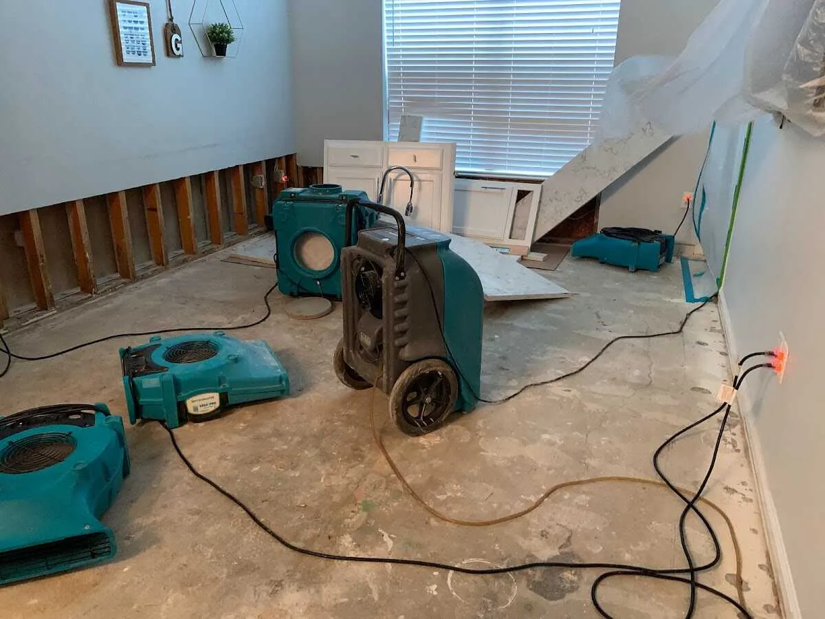 Dehumidifier in flood-cut room for Water Extraction & Removal in Dent